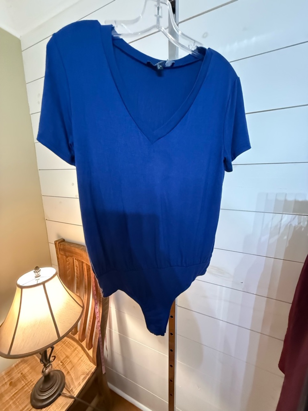 Lulu's Royal Blue V-Neck Short Sleeve Bodysuit